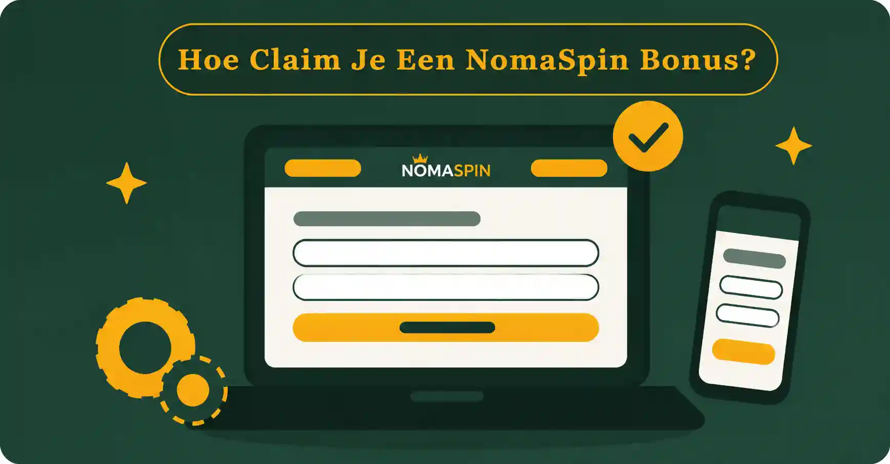 Hoe wordt een NomaSpin bonus geclaimd: registratie op laptop en smartphone