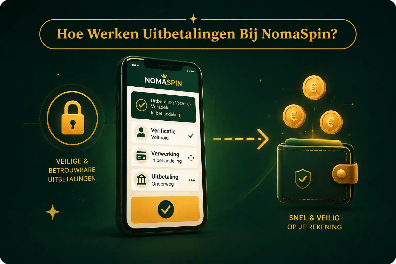 Hoe werken uitbetalingen bij NomaSpin: verificatie, verwerking en uitbetaling naar de rekening