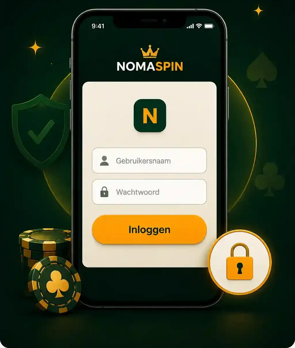 NomaSpin inloggen op mobiel: inlogscherm op smartphone
