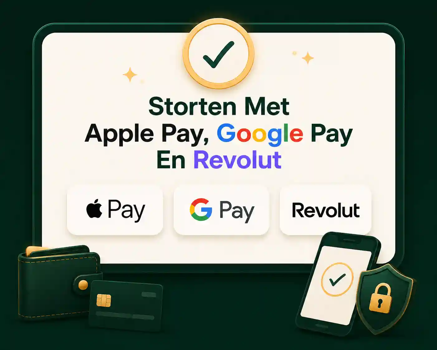 Storten met Apple Pay, Google Pay en Revolut bij NomaSpin